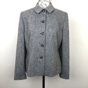 Ann Taylor LOFT Gray Wool Silk Blend Jacket Coat Button Down Top